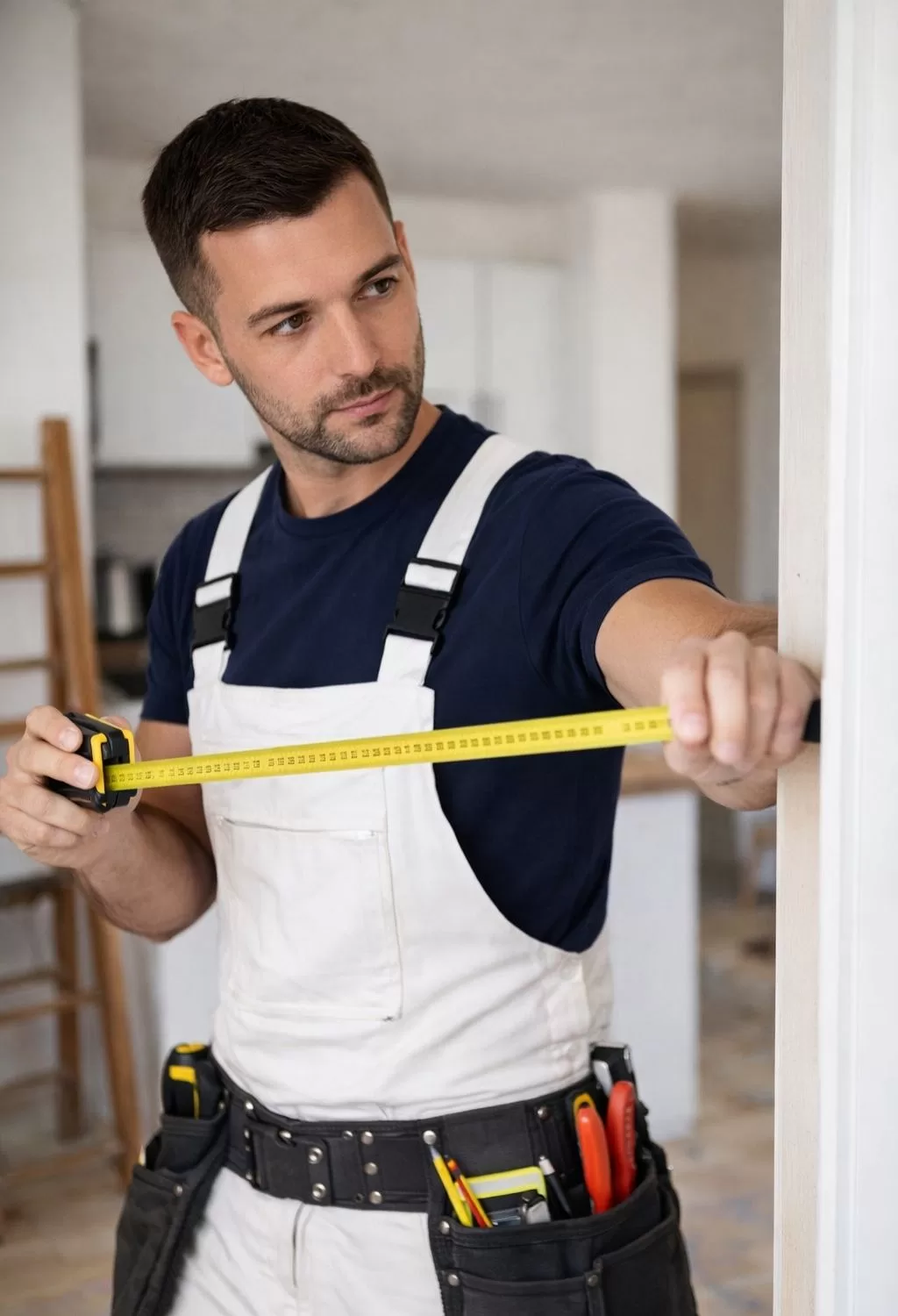 İzmir’de ölçüye özel mobilya ve tadilat projelerinde ölçüm yapan Alpimo ustası