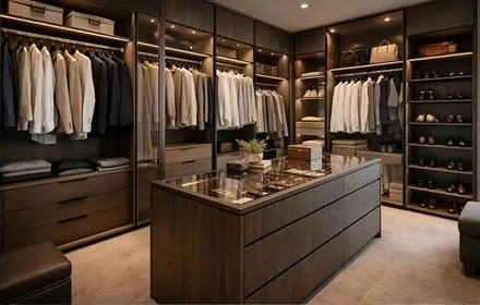 Ölçüye özel giyinme odası dolabı, modern tasarım ve usta işçilikle hazırlanmış Alpimo projesi